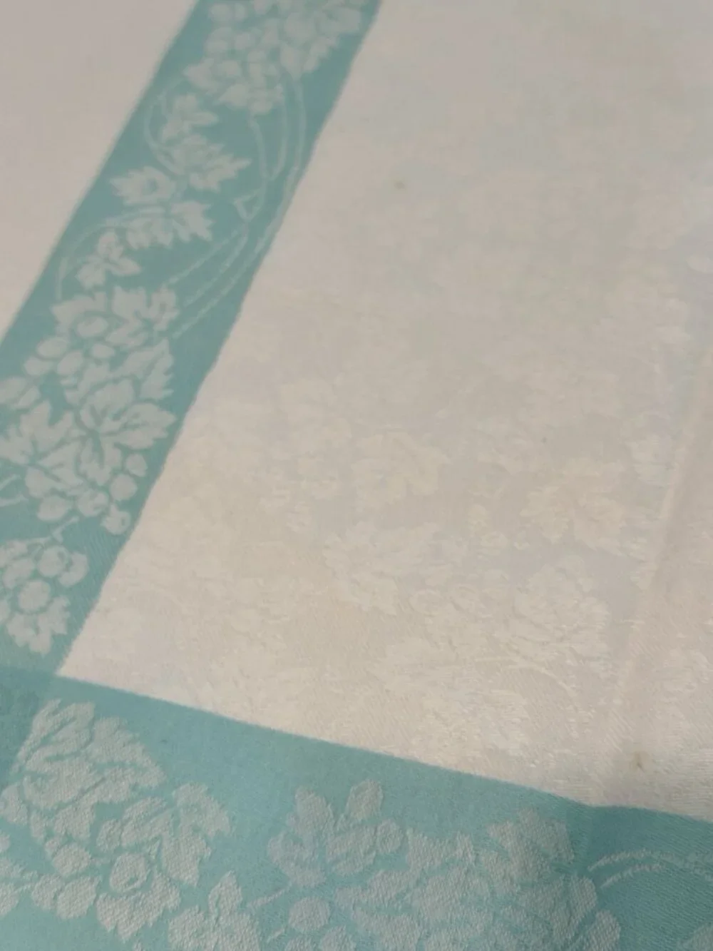 9 Vintage Table Linen Damask Napkin Blue White Cottage Core 40s Jacquard 17”